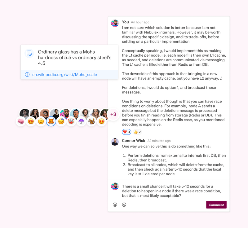 Comments, reactions, and annotations